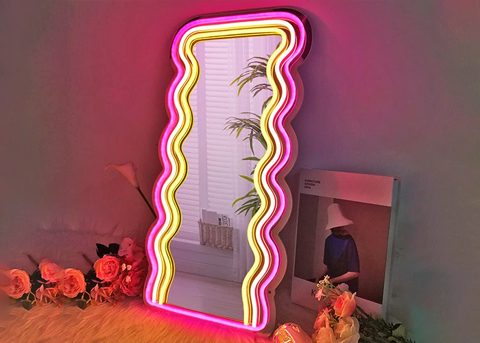 落地式霓虹灯发光字镜子定制