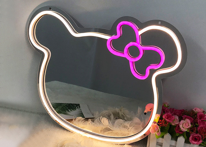 跨境外贸热销霓虹灯发光镜子订制