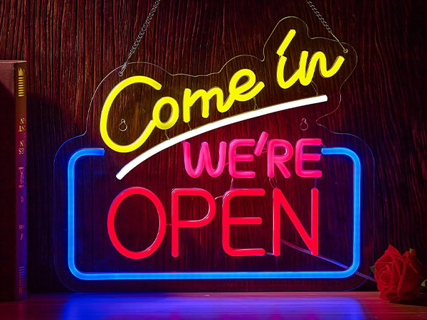 跨境出口Open商用霓虹灯发光字